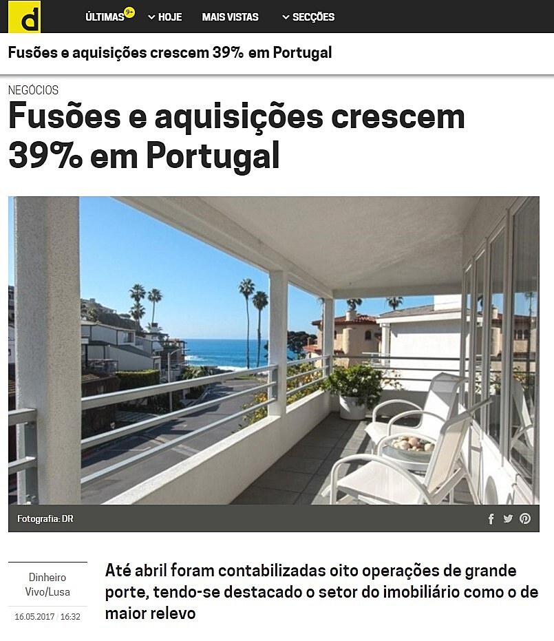 Fuses e aquisies crescem 39% em Portugal